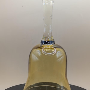 Vintage Hand-Blown Amber Glass Bell with Clear Handle – Mid-Century 1960s