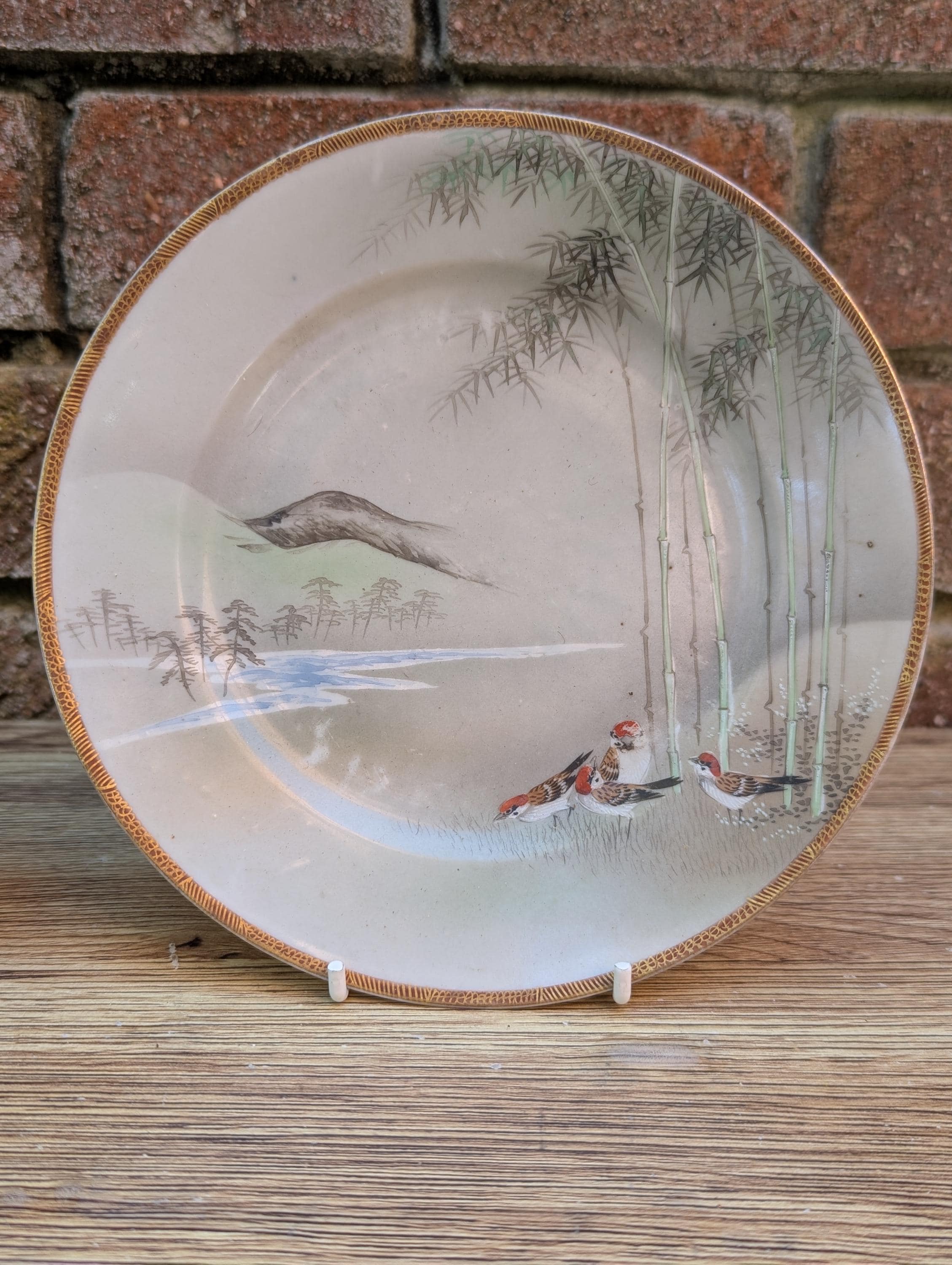 20世紀初頭の手描き九谷焼輸出皿2枚、鳥が描かれている7インチ - Etsy 日本