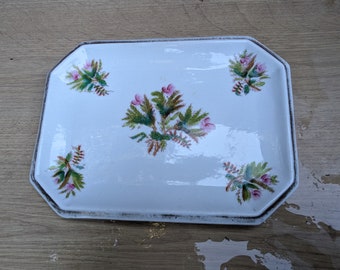 Pastry dish or serving dish rectangle with gold-plated floral decor 34 x 18 x 1.5 cm (13 inch)