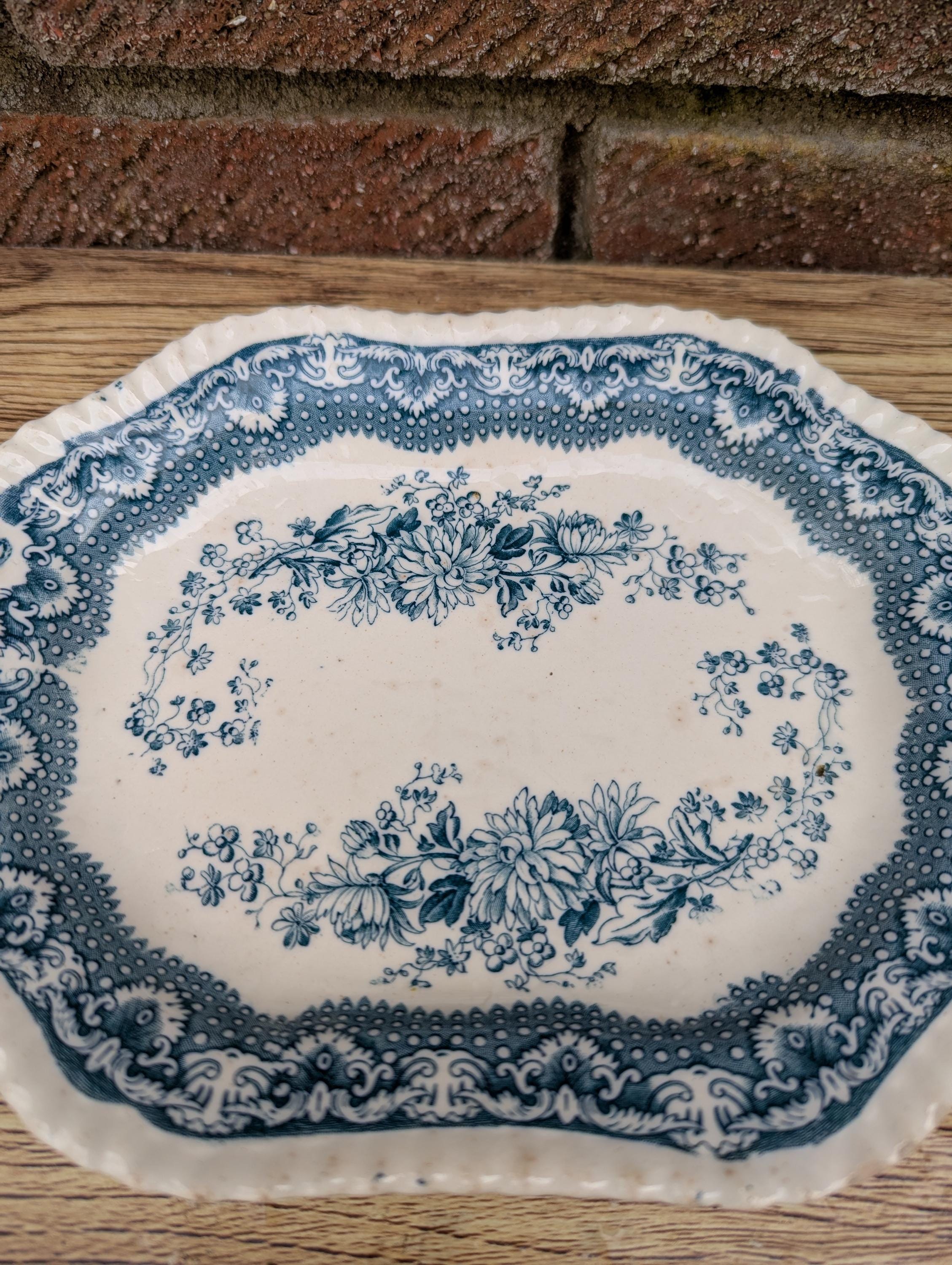 Copeland Spode Platter BLUE & WHITE Porcelain 1800's Antique