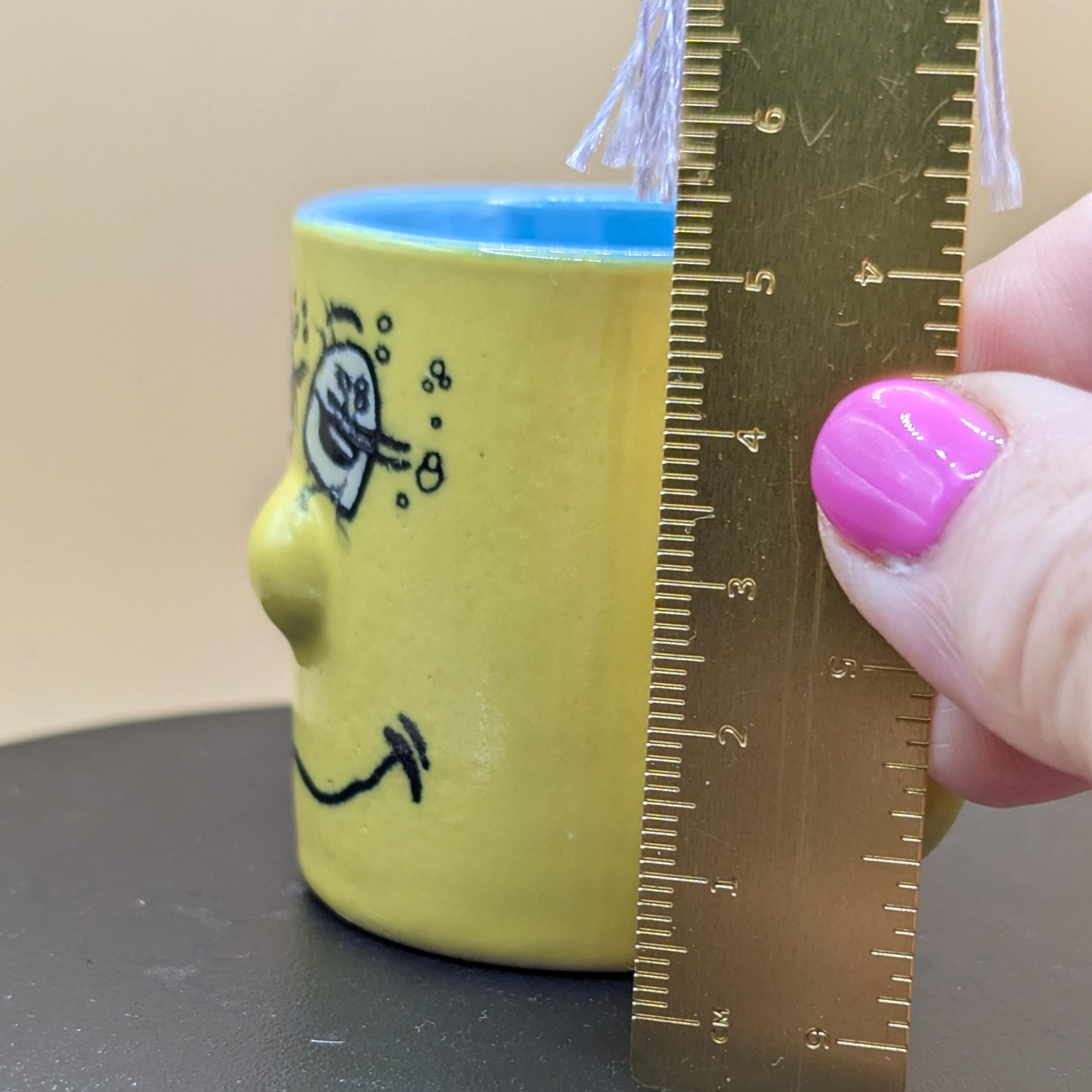 1990s Vintage Yellow Ceramic Funny Face Mug With 3D Nose - Etsy