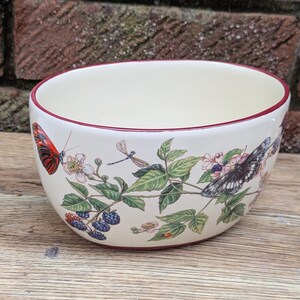1988 Roy Kirkham “Blackberry” Ceramic Planter Bowl | Vintage English Pottery with Butterflies & Brambles
