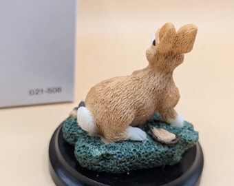 Readers Digest Animal Figurine Collection Hare/rabbit on A Wooden