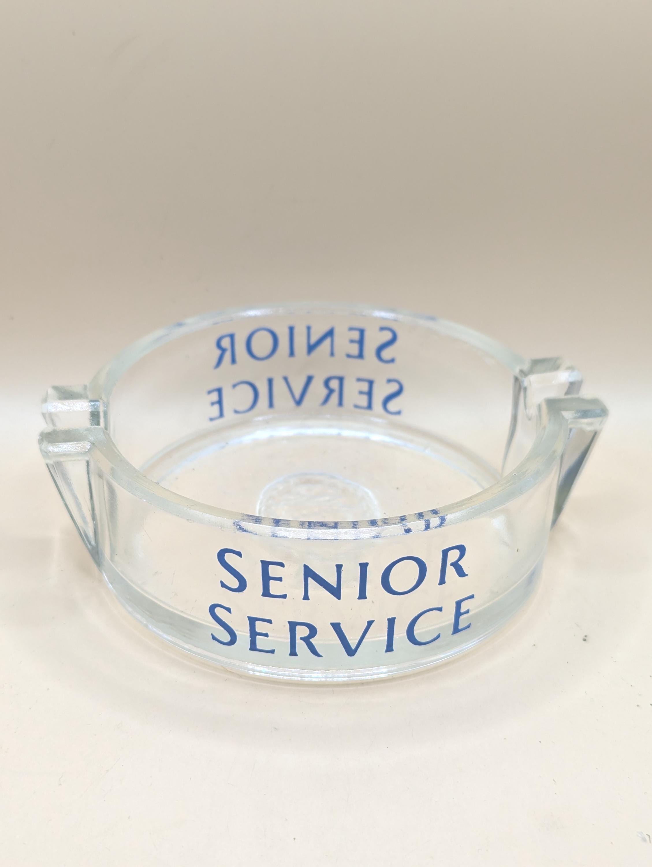 ヴィンテージ シニアサービス灰皿：1950年代の透明ガラス製パブ灰皿