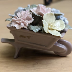 Vintage Royal Adderley Bone China Decorative Floral Wheel Barrow Made in England