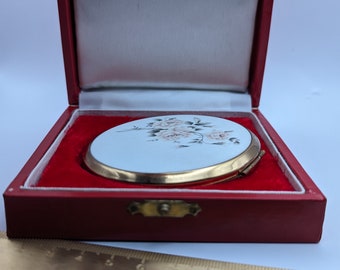 White floral STRATTON compact case vintage retro