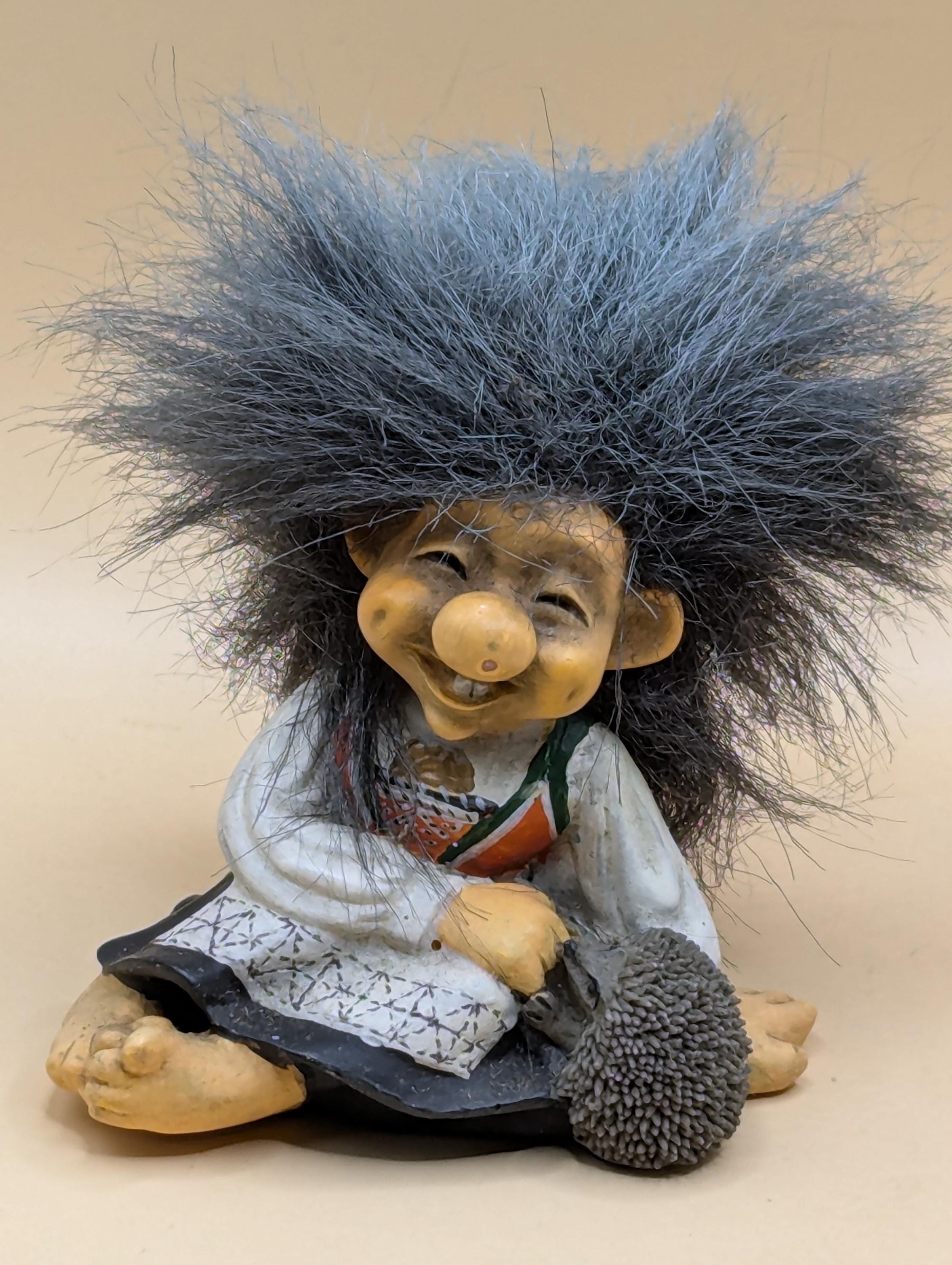Ceramic Candy Designs Norway Girl Troll With Hedgehog Figure - Etsy