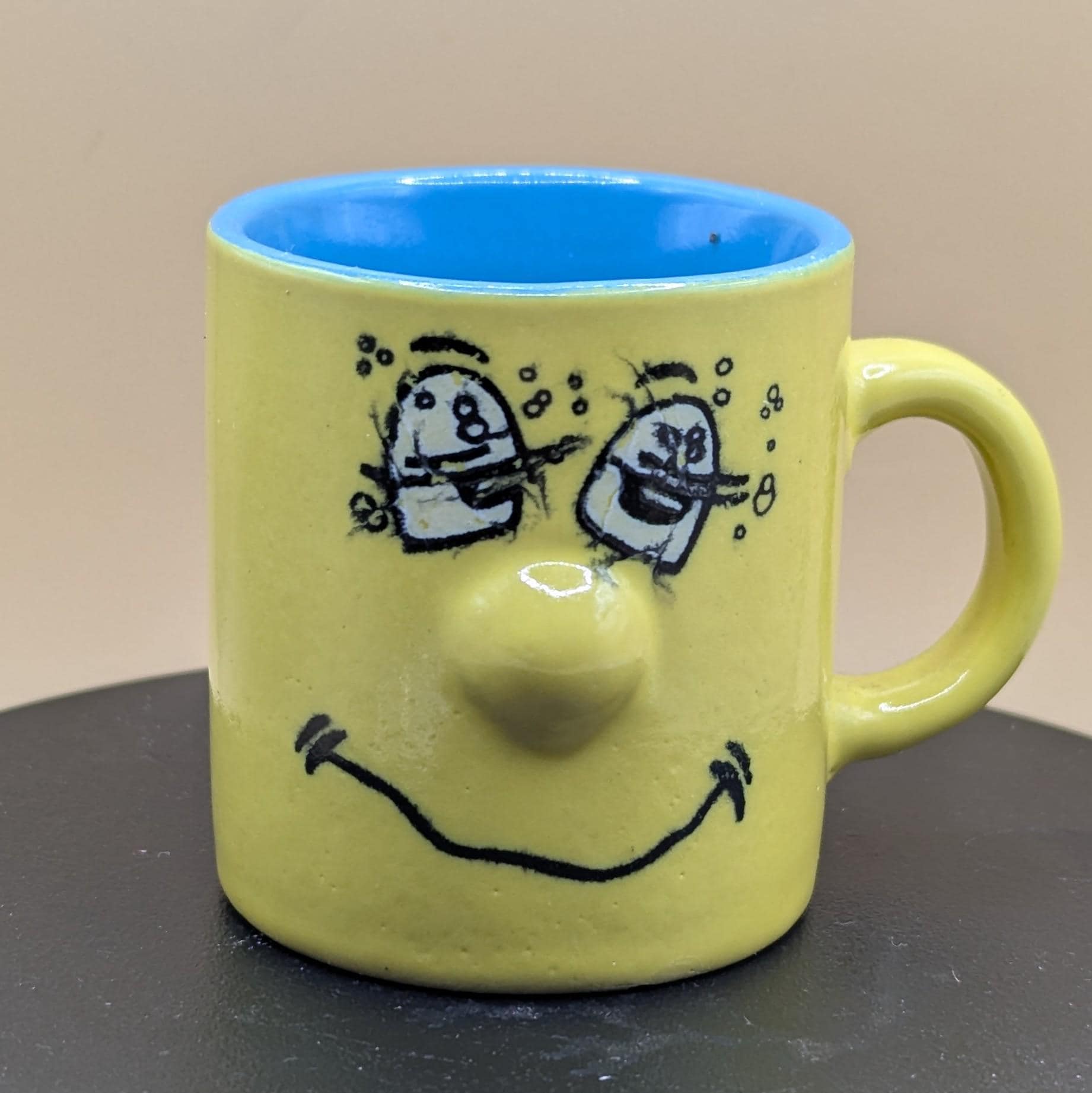 1990s Vintage Yellow Ceramic Funny Face Mug With 3D Nose - Etsy Australia