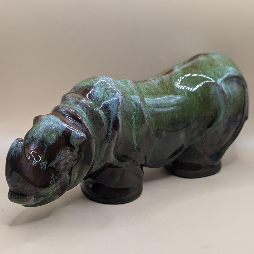 アンティークブルーベア 1967 Gift Blue Mountain Pottery Rhinoceros BMP #544 With