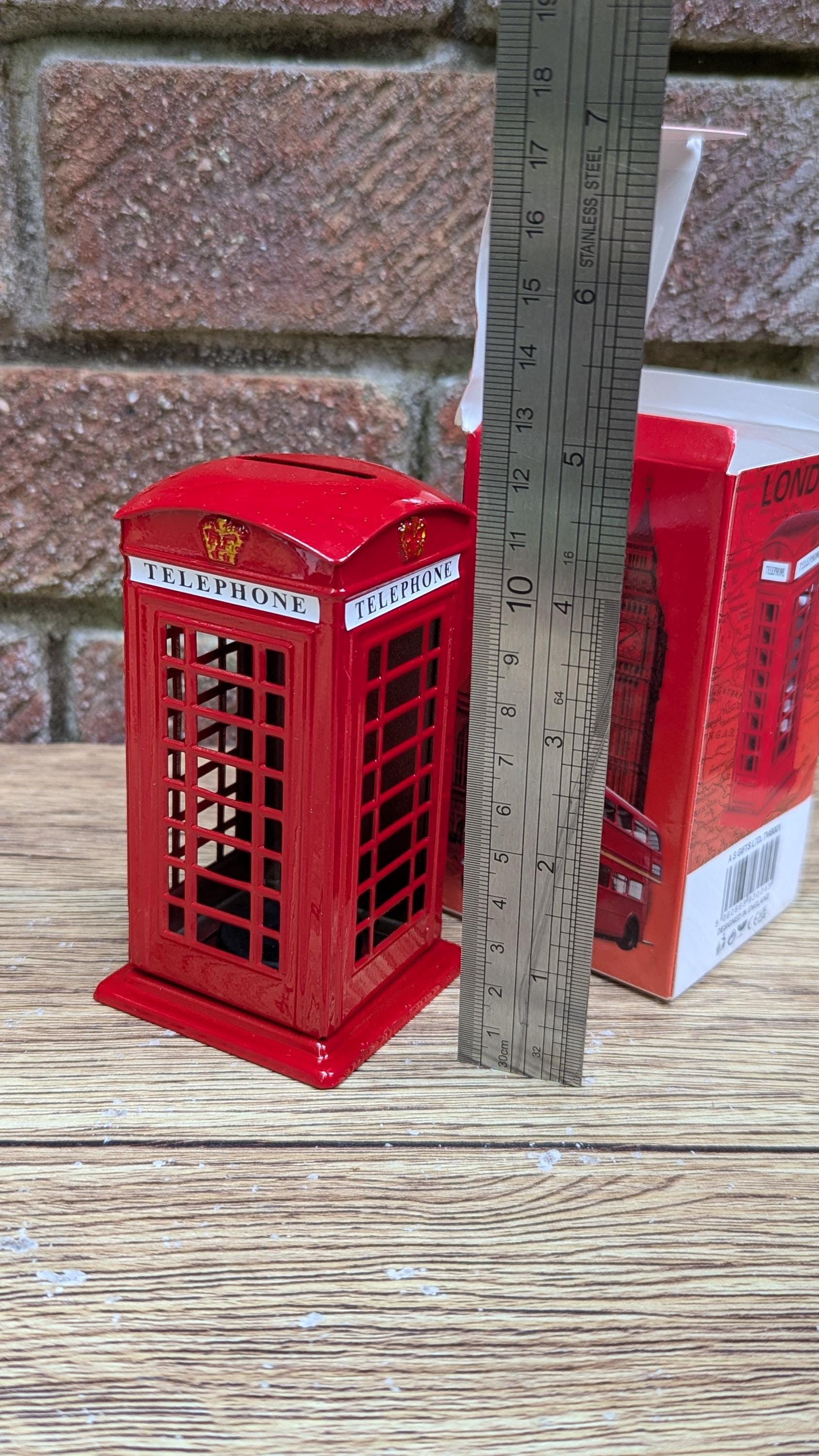 Salvadanaio Grande A Forma Di Cabina Telefonica Rossa - Souvenir Di Londra In Metallo Pressofuso - 18 X 7,5 Cm - 2