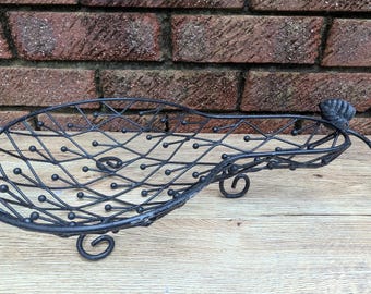 Hand-Forged Wrought Iron Pear-Shaped Fruit Basket • Sculptural Metal Centrepiece • 1980