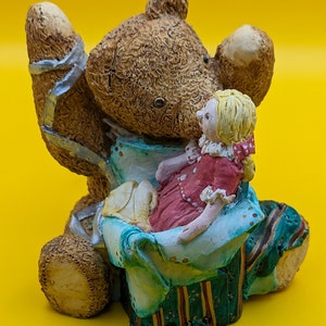 Teddy Bear with rag doll, Peter Fagan Colourbox Miniatures Teddy Bear