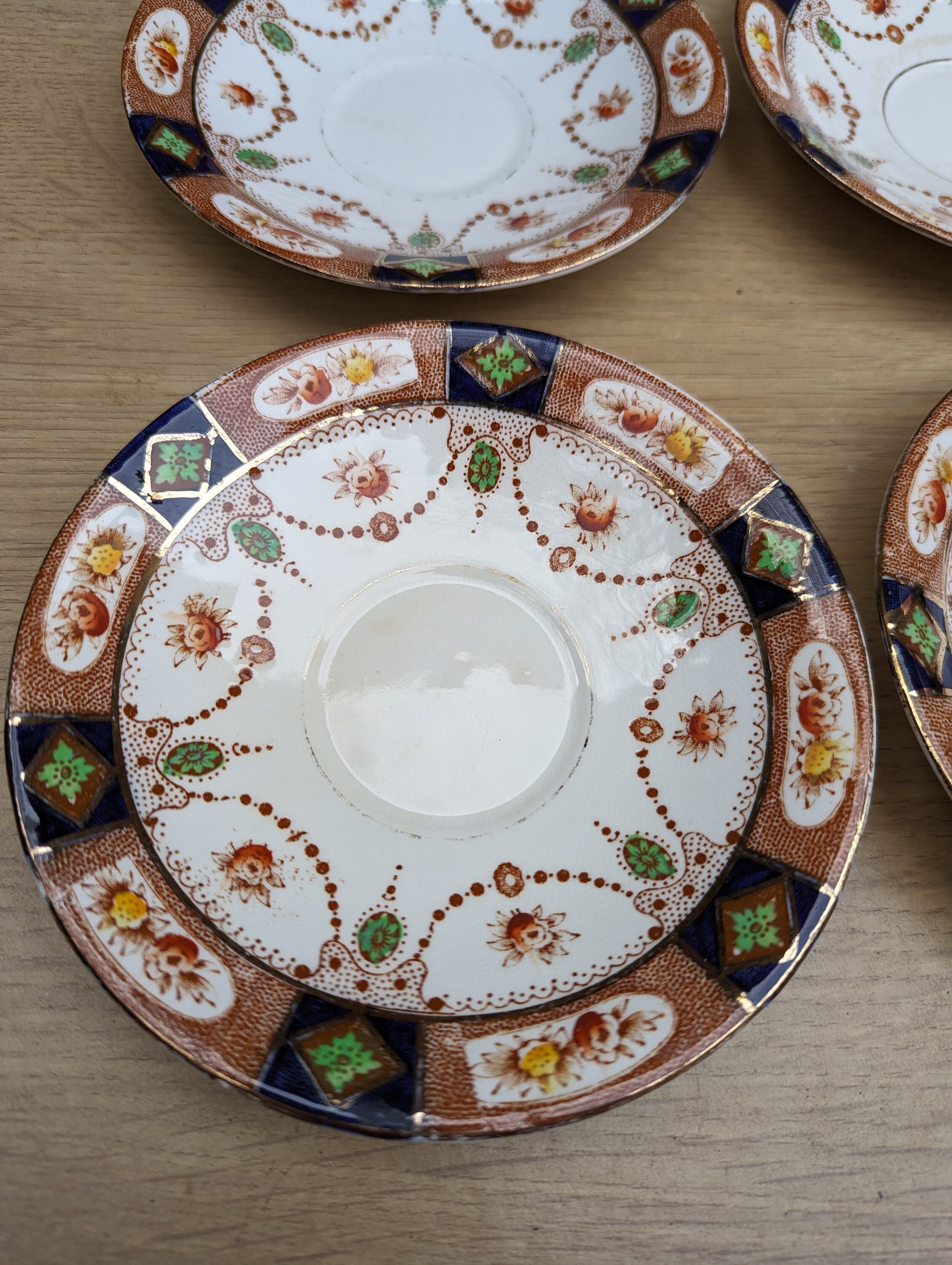 SIX Saucers - Rosina Queens Rust Flowers Antique Saucers Unique Floral ...