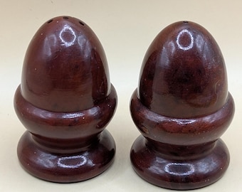 Vintage eikel houten Californische sequoia zout- en peperstel uit de jaren 70