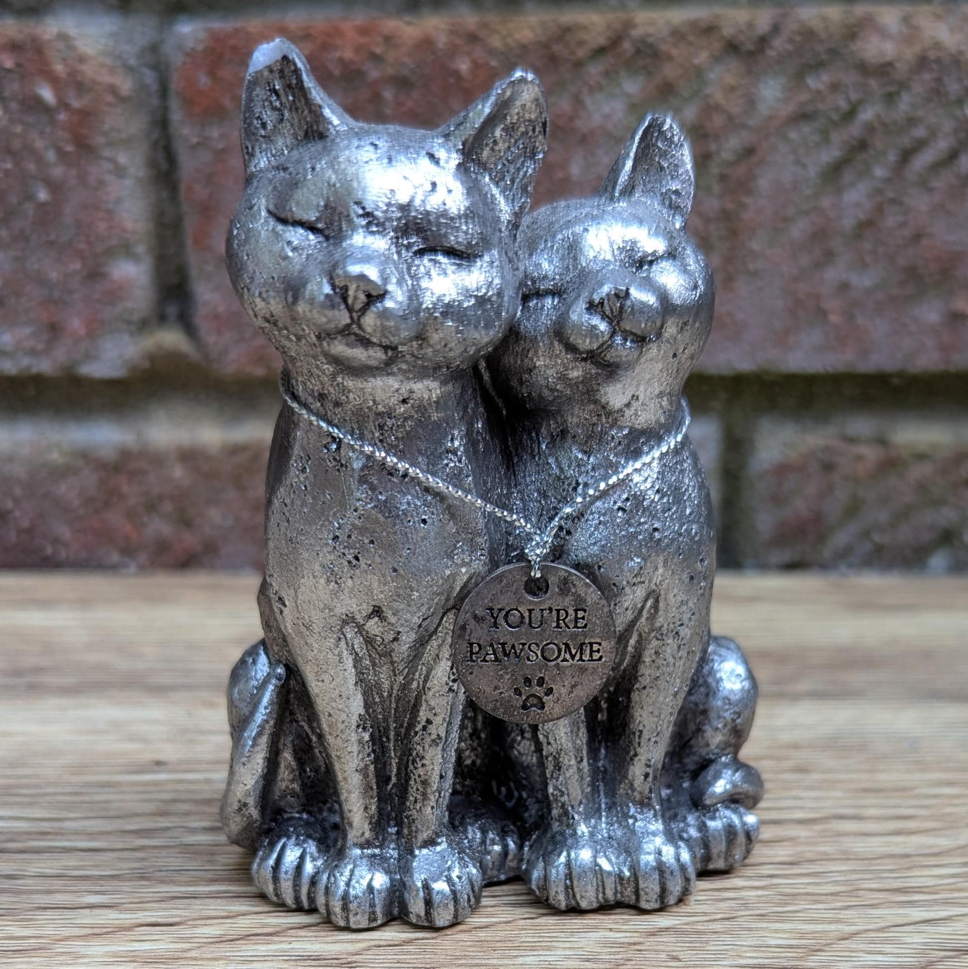 Next Silver Cat Couple Figurine – “you're Pawsome” Ornament – Cat