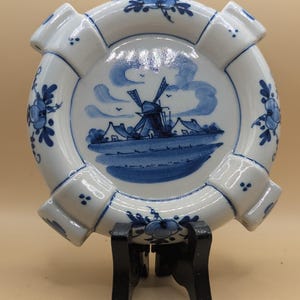 Vintage Delft Blue Wall Plate – Zenith Gouda Holland, Hand-Painted Windmill Scene, 1950s–70s