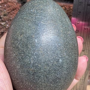 1970s Greenstone Gemstone Egg – Polished Natural Stone with Speckled Surface