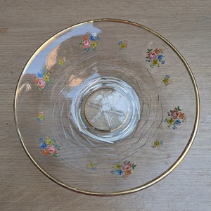 Cuenco de cristal con motivos florales pintados a mano