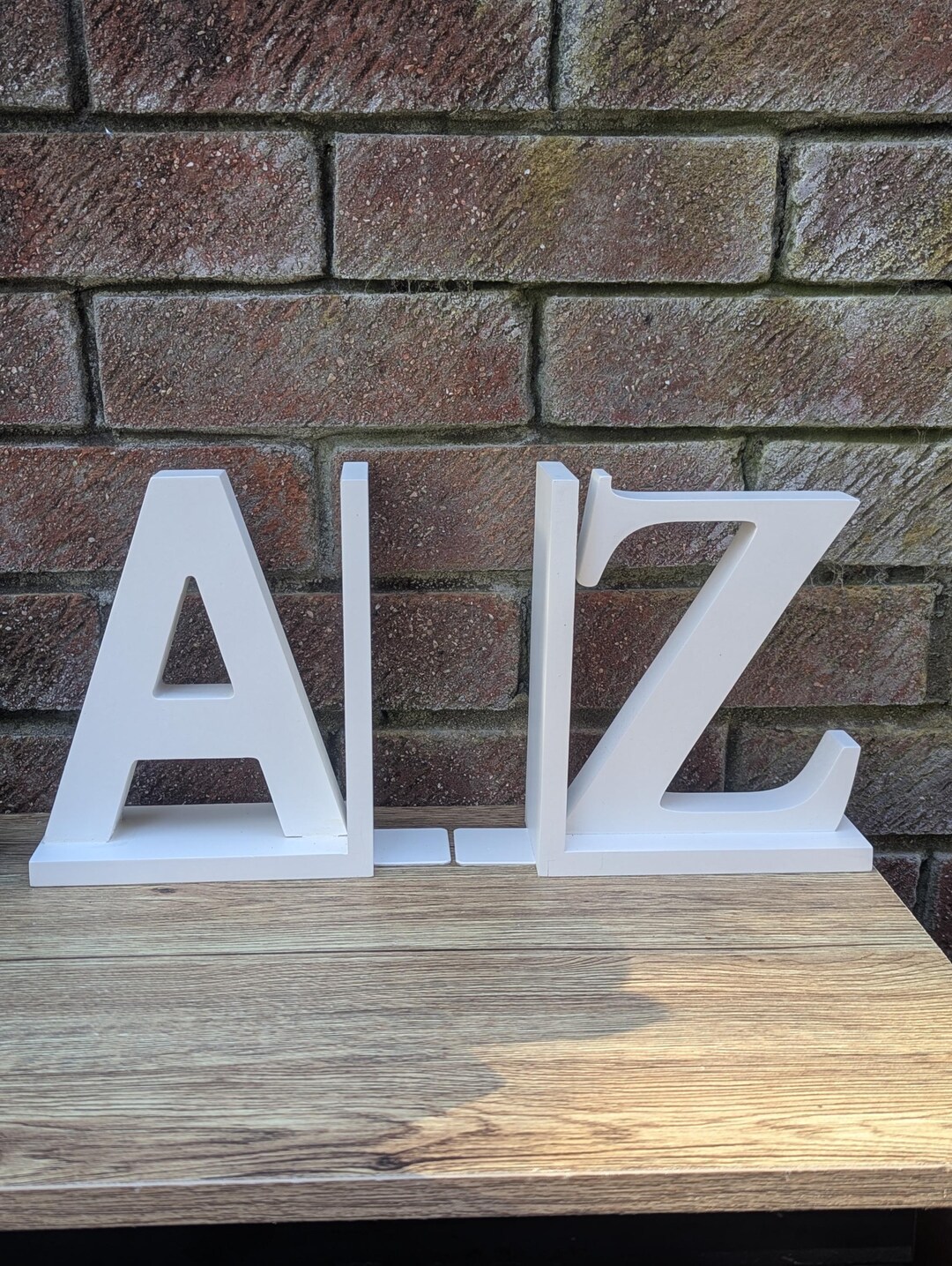 Alphabet Bookend Wooden Bookends Decorative Bookends for Shelves ...