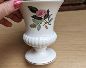 Wedgwood bone china 'Hathaway Rose' small urn shaped footed vase.