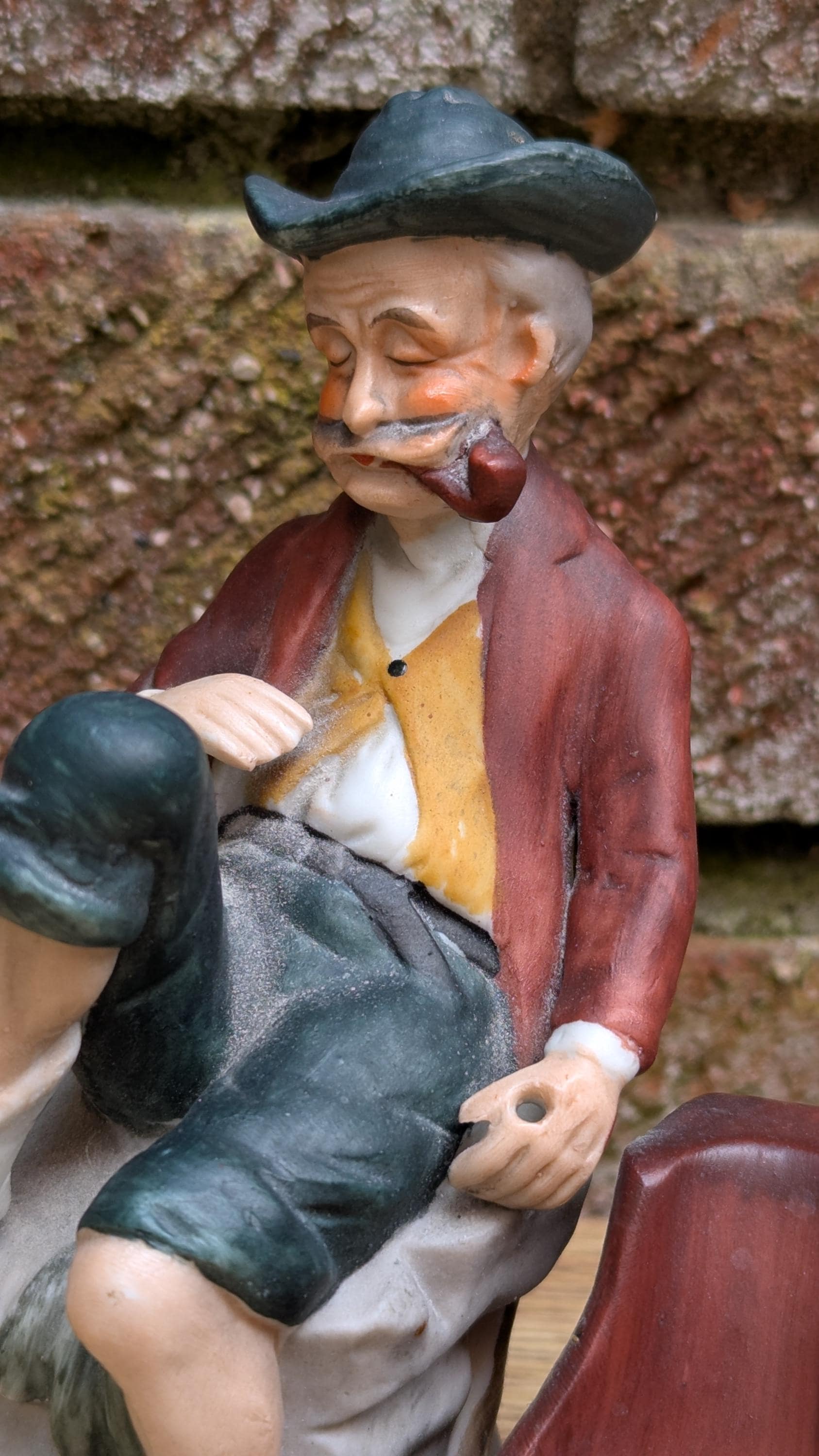 1950s Bisque Porcelain Pipe Holder Figurine – Elderly Man With