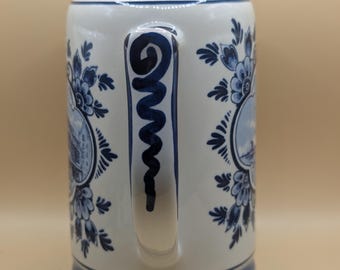 Vintage Ceramic Heineken Beer Stein Mug Made in Holland Delft Blue