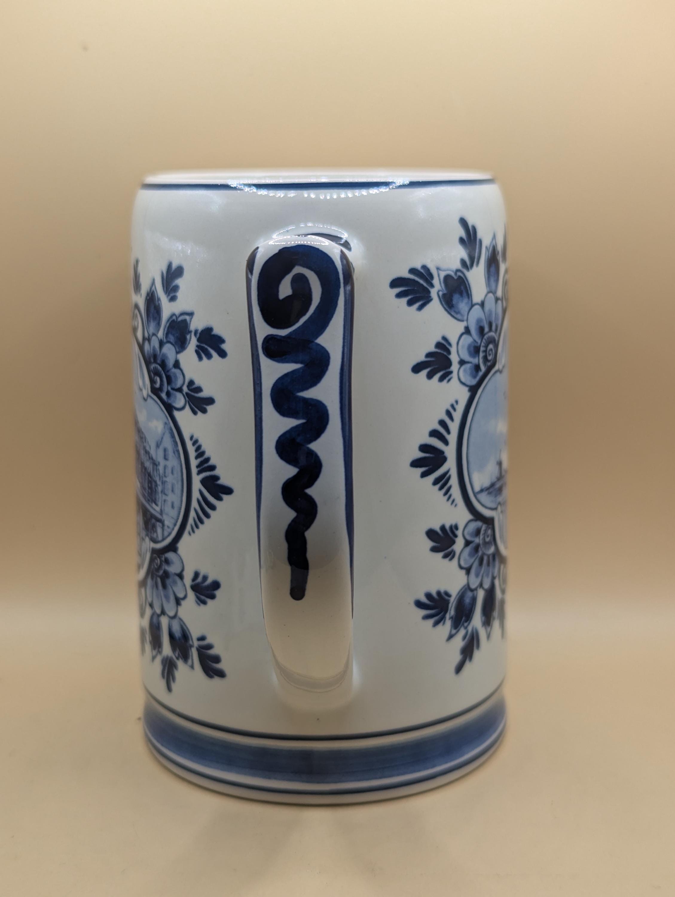 Vintage Ceramic Heineken Beer Stein Mug Made in Holland Delft Blue