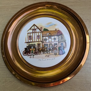 Porcelain & Copper Decor Plate Woolhampton Stratford Bristol England