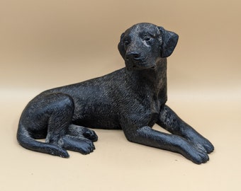 1988 Italy Castagna Black Labrador Dog Figurine with Original Sticker
