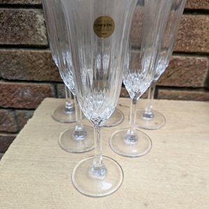 Cristal italiano vintage, cristal Capri, el mejor cristal del mercado, seis copas de champán