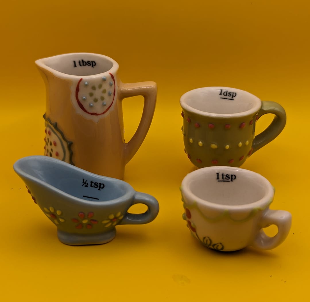 Set of Ceramic Measuring Cups. Retro Pottery Miniature Teacups Etsy