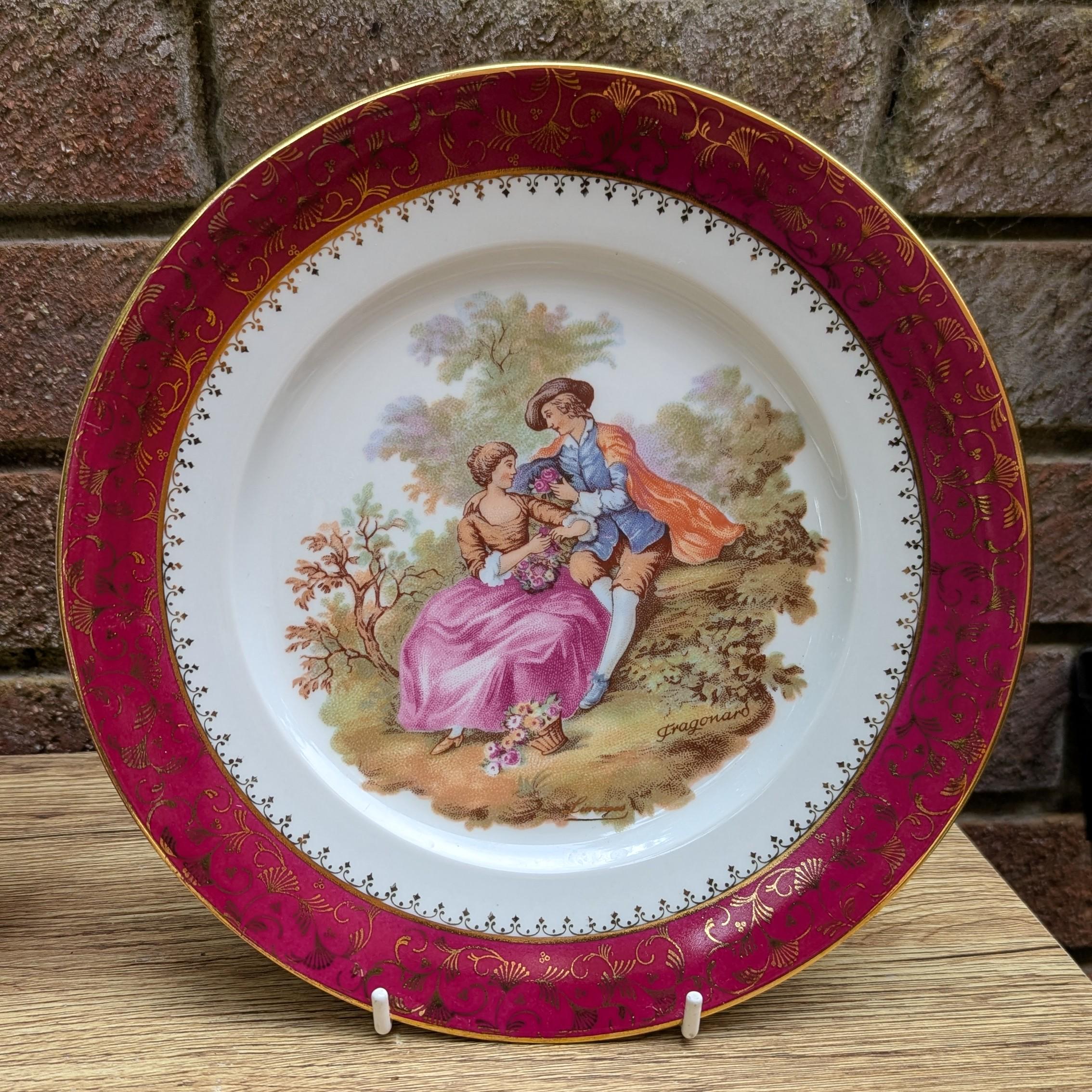 Vintage Limoges Fragonard Plate – Romantic Courting Scene – Made
