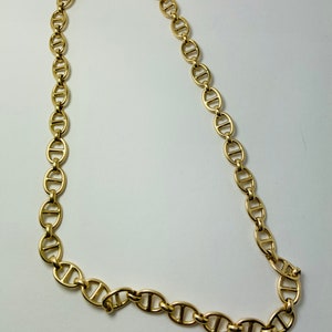 Handmade 14k Gold Mariner Link Necklace - 17 Inch Solid Gold Chain