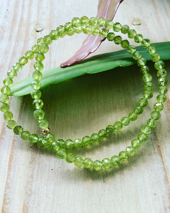 Beautiful handmade dainty peridot stretchy bracelet with gold bead closure handmade, beaded bracelets, gemstones Gifts for her