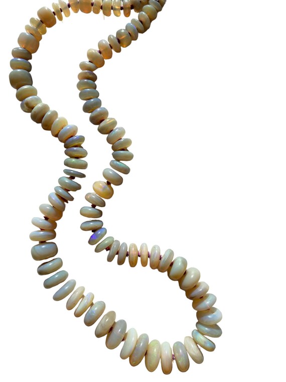 Lightning Ridge Black Opal Beaded Necklace: 14k Gold Clasp, Australian Opal