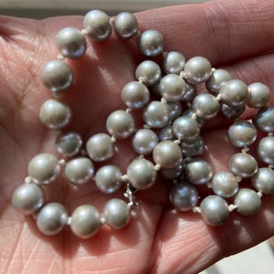 Hand Knotted Grayish Pink Freshwater Pearl Necklace - 6mm, 16 inch