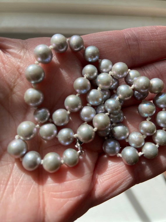 Hand Knotted Grayish Pink Freshwater Pearl Necklace - 6mm, 16 inch