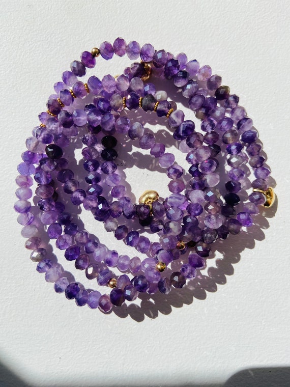 Amethyst stretchy bracelets, single bracelet handmade, beaded bracelet, Amethyst gemstones Gifts for her birthday gemstone
