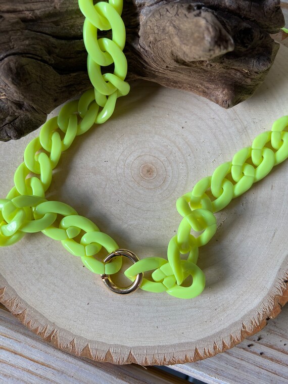 Neon Acrylic chain link with gold filled clasp.