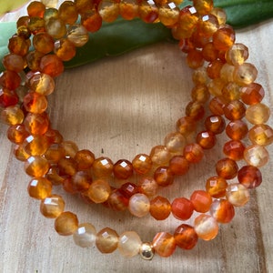 Carnelian stretchy bracelets, handmade, beaded bracelets, birthday gemstones Gifts for her