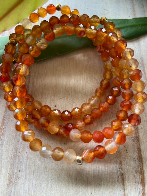 Carnelian stretchy bracelets, handmade, beaded bracelets, birthday gemstones Gifts for her