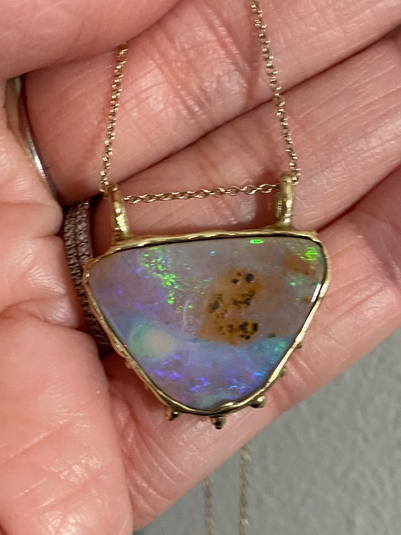 Boulder Australian Opal pendent solid gold. Gifts for her