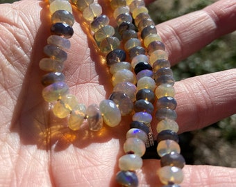 Lightning Ridge australischer Opal Perlen Halskette 14k Goldverschluss Geschenk für sie