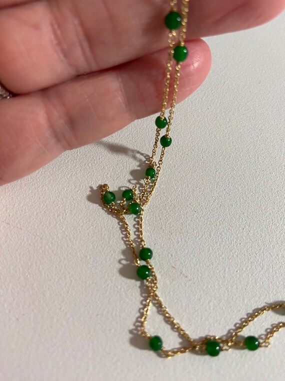 Handmade 14k Gold Necklace: Crystal Quartz Beaded Chain, 16 Inch