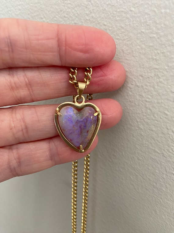Rare Australian Opal pendent 18kt solid gold purplish hints of color Gifts for her