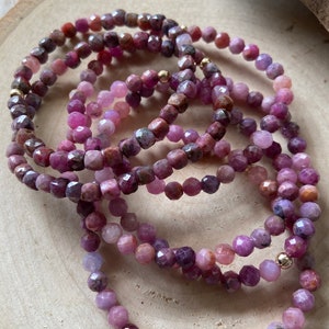 Stretchy beaded Ruby bracelets, beaded bracelet, beaded Gemstone, stretchy cube beaded bracelet