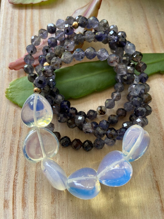 Beautiful Handmade Labradorite stretchy bracelets, handmade, beaded bracelets, gemstones Gifts for her