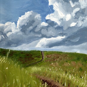 Path to the Sky Vertical Landscape Oil Painting Digital Print