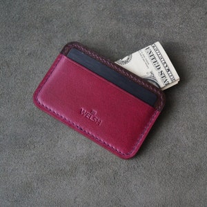 Porte-cartes portefeuille minimaliste en cuir, Portefeuille en cuir avec poche avant, Cadeau personnalisé portefeuille en cuir pour homme et femme, Portefeuille en cuir pleine fleur