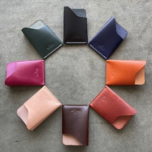 Tarjetero minimalista de cuero, billetera con bolsillo frontal, billetera personalizada de cuero para hombre y mujer, billetera de cuero de plena flor.